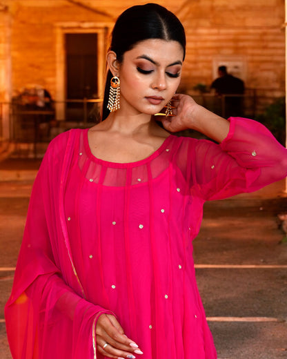 FUCHSIA GEORGETTE SUIT SET
