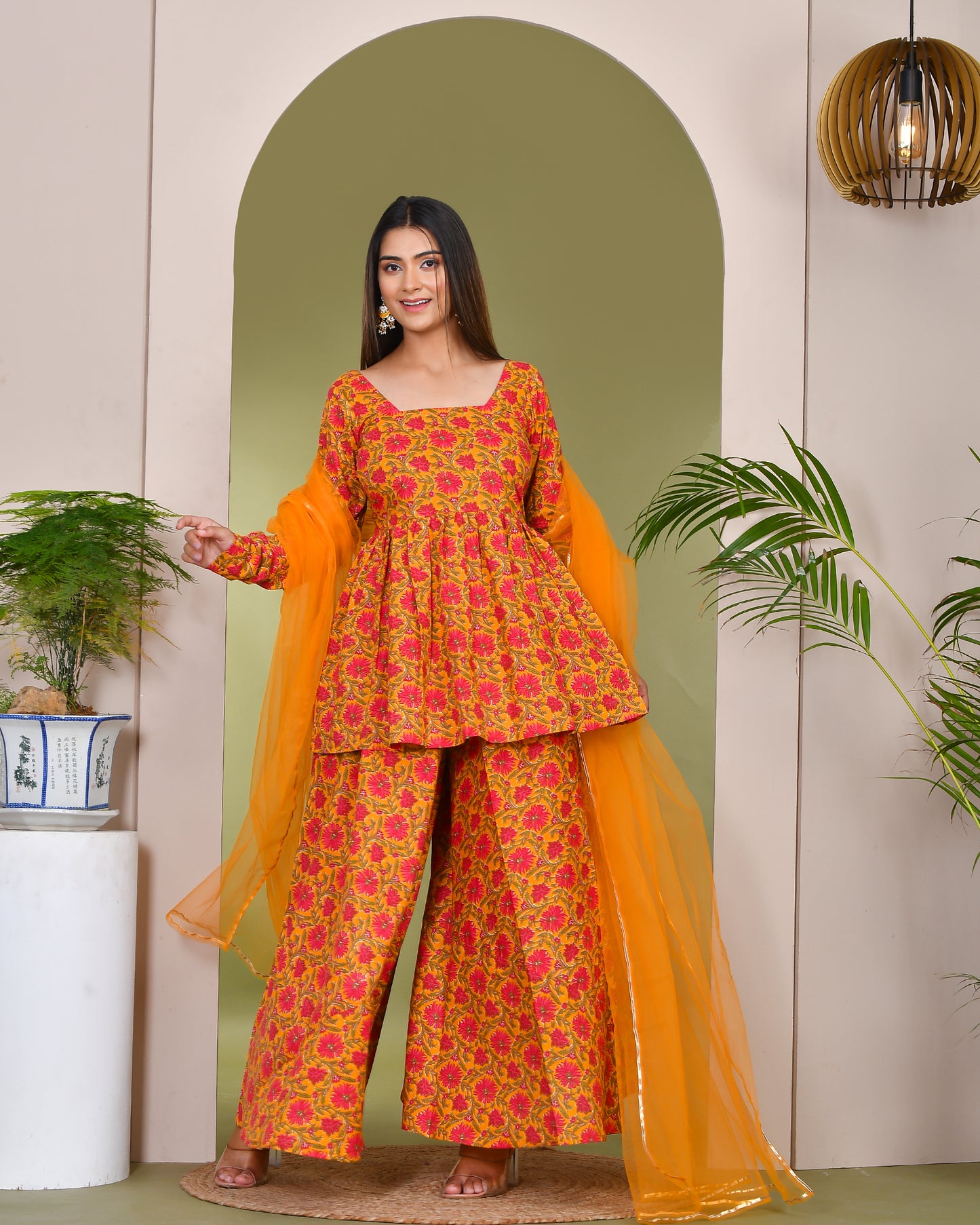 NAYAB COTTON SHARARA SET