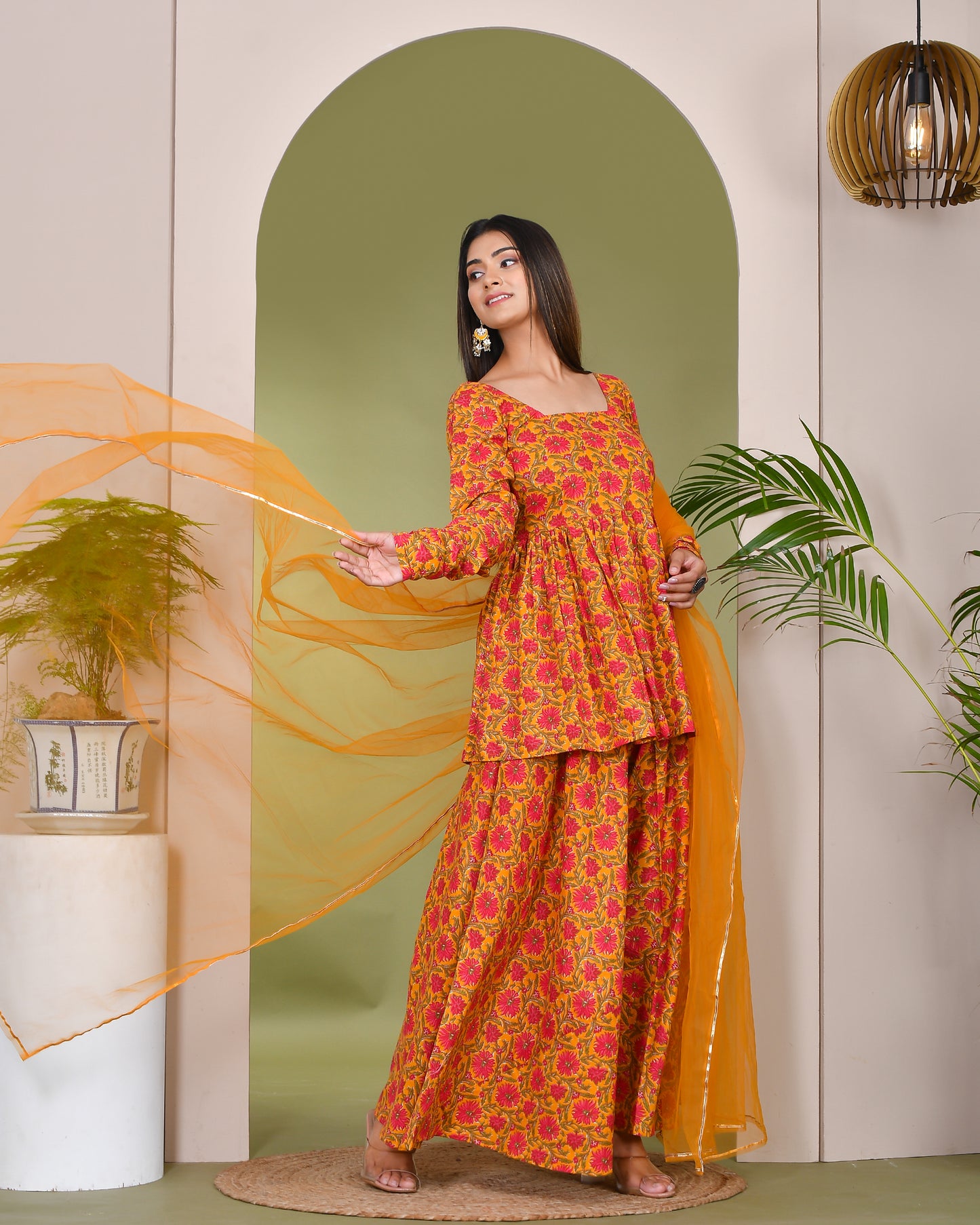 NAYAB COTTON SHARARA SET
