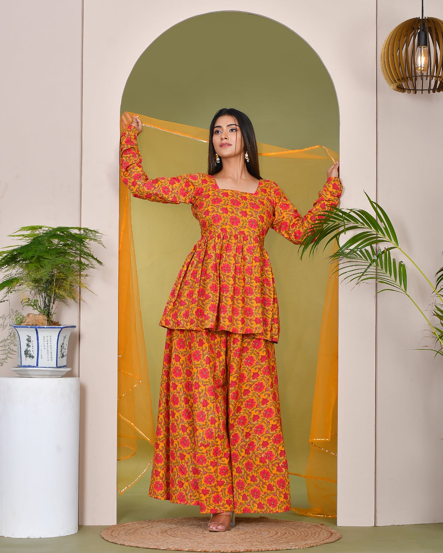 NAYAB COTTON SHARARA SET