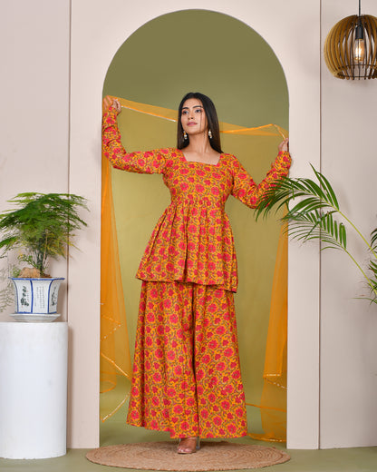 NAYAB COTTON SHARARA SET