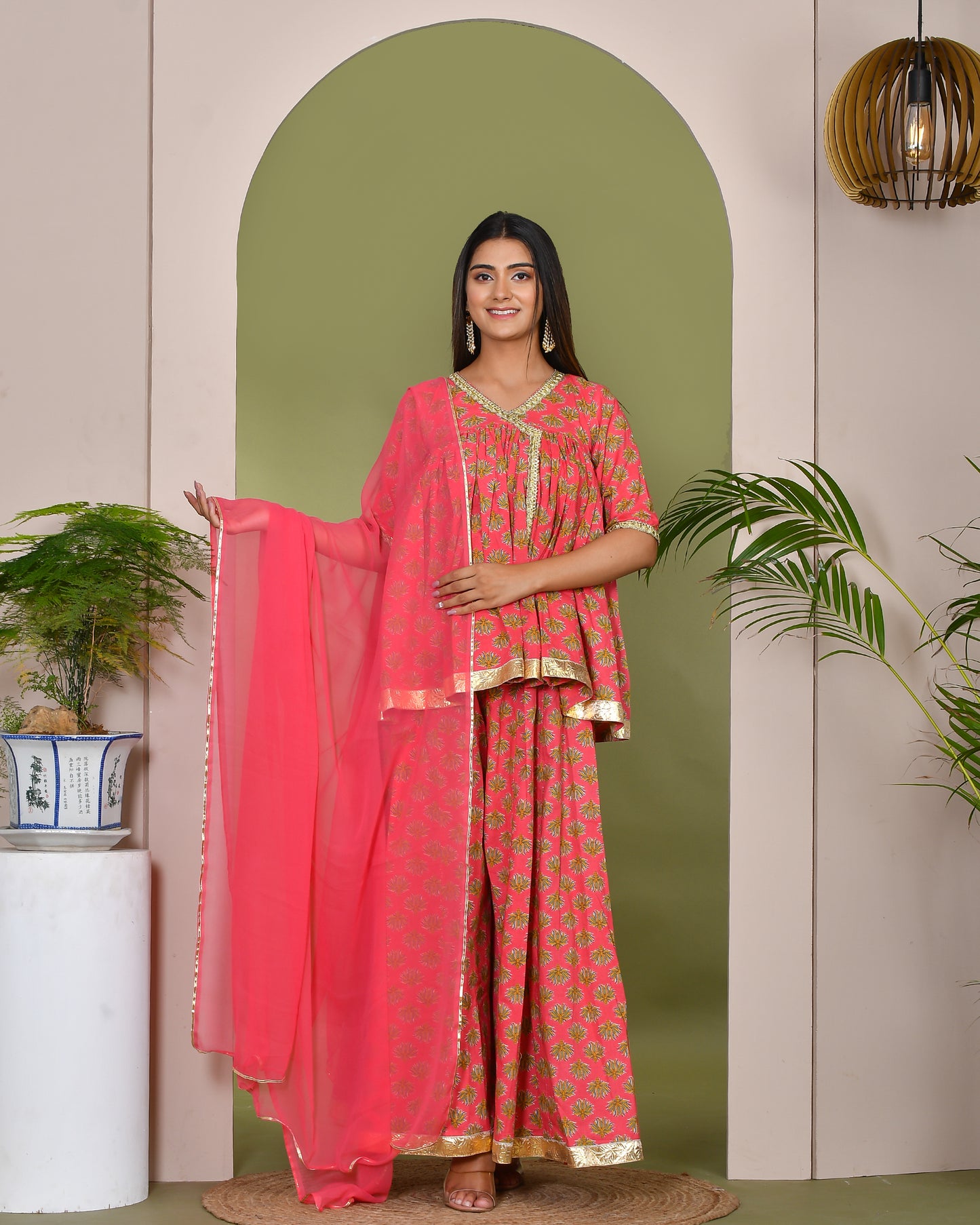 GULABI FLORAL COTTON SHARARA SET