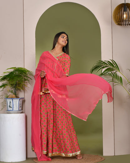 GULABI FLORAL COTTON SHARARA SET