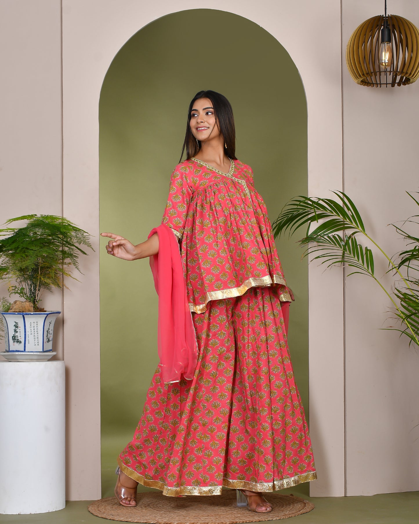 GULABI FLORAL COTTON SHARARA SET