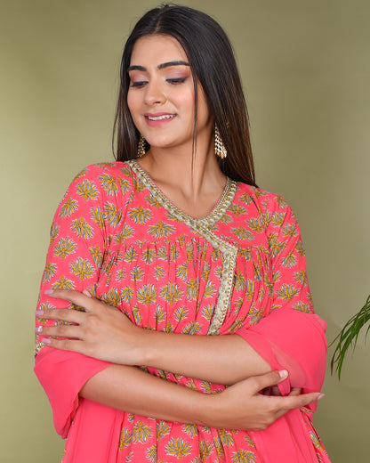 GULABI FLORAL COTTON SHARARA SET