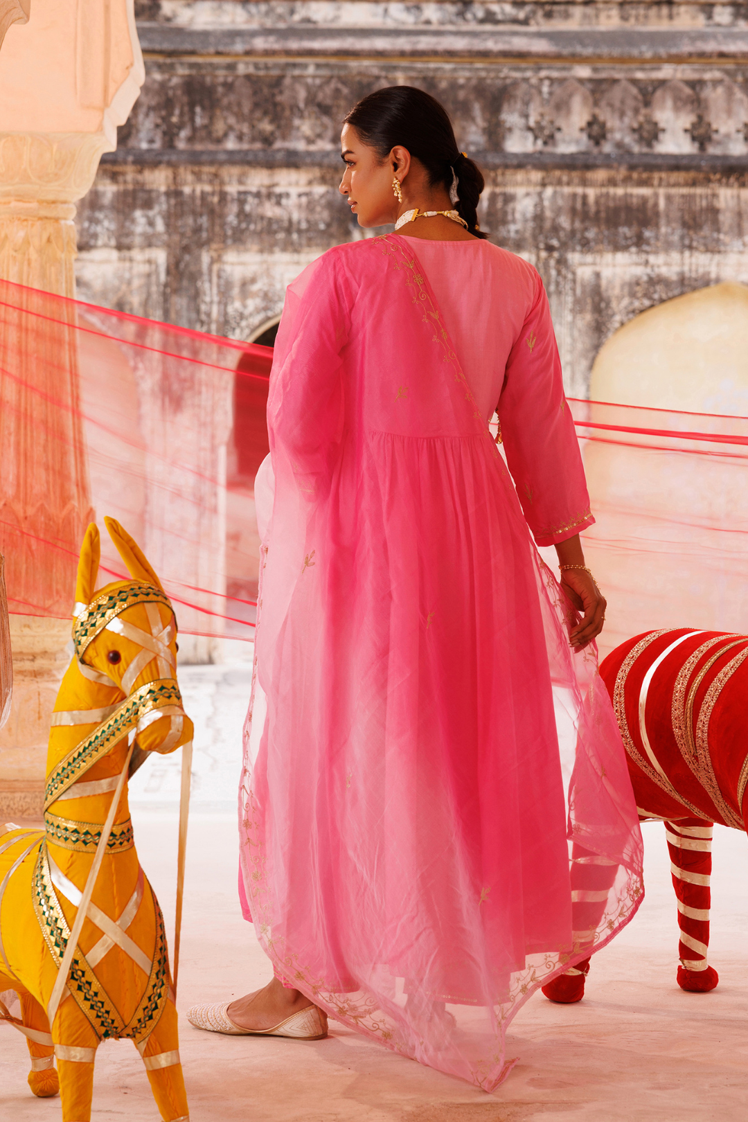 Hand dyed, Dual Shaded, Aari Tari Embroidered Kurta Set