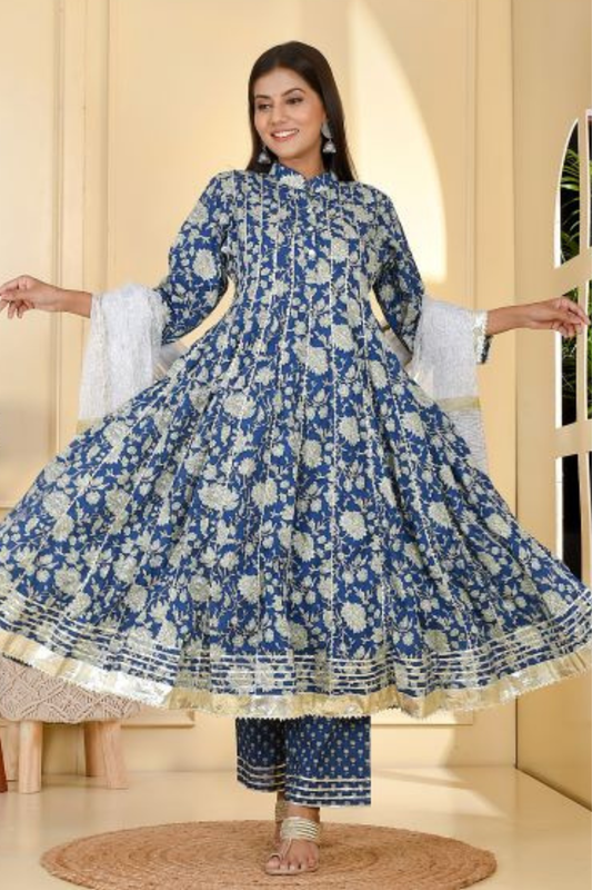 FALAK BLUE KALIDAR SUIT SET