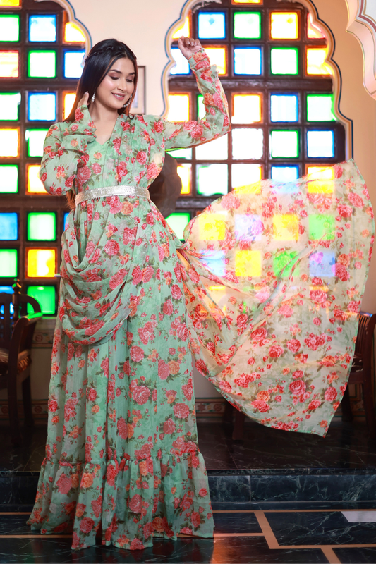 HIMA CHIFFON FLOOR LENGTH DRESS