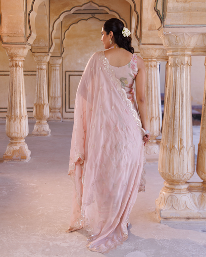 Pink tissue kurta set