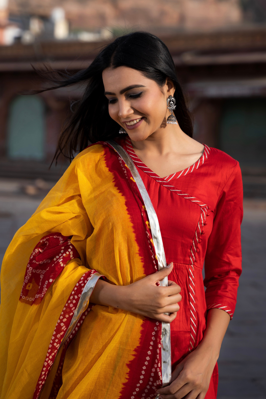 RUKMANI RED SUIT SET