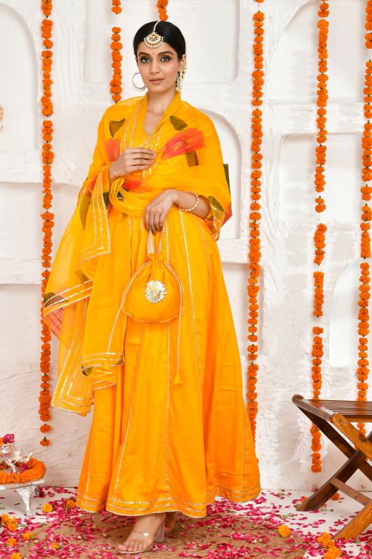 GAURI YELLOW FLOOR LENGTH DRESS