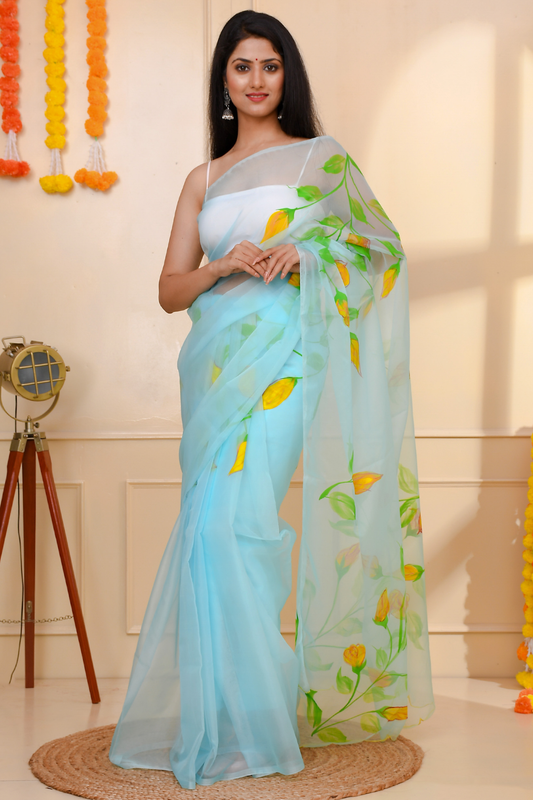 ABHANERI HAND PAINTED SAREE