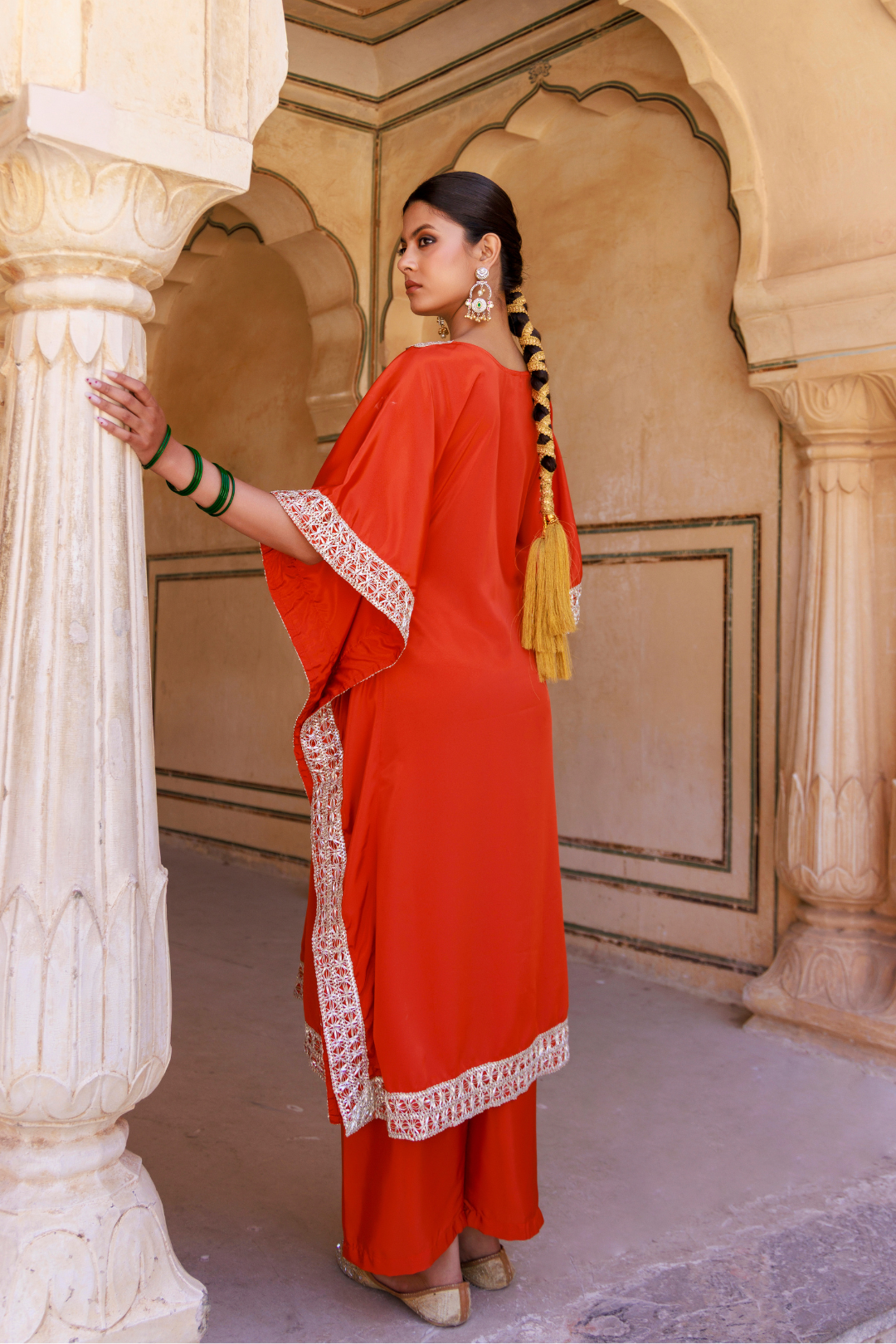 Burnt Orange Crepe Kaftan & Palazzo