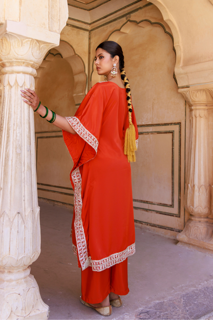 Burnt Orange Crepe Kaftan & Palazzo