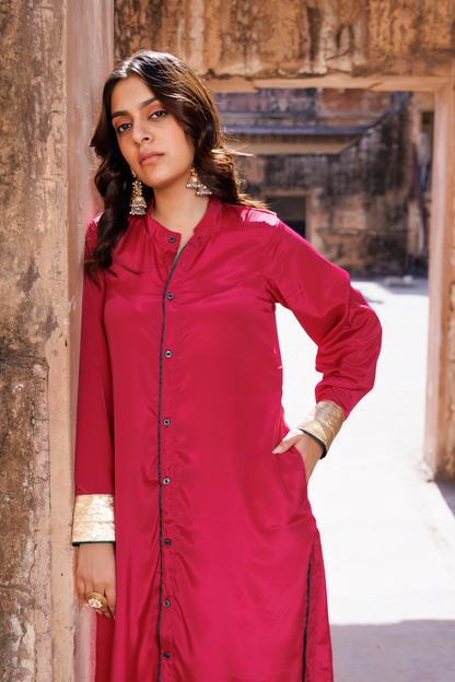 Wine Crepe Co-ord Set