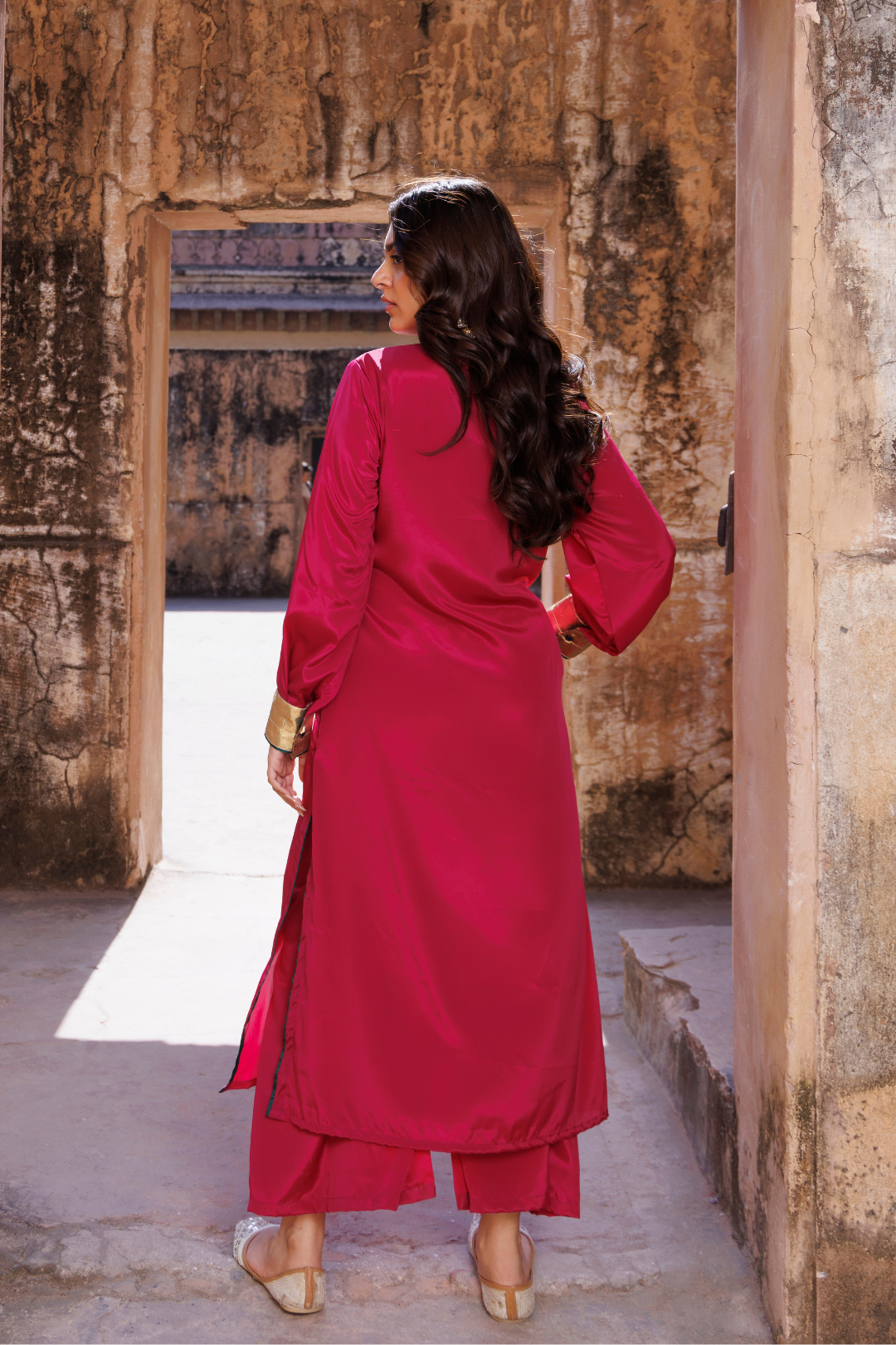 Wine Crepe Co-ord Set