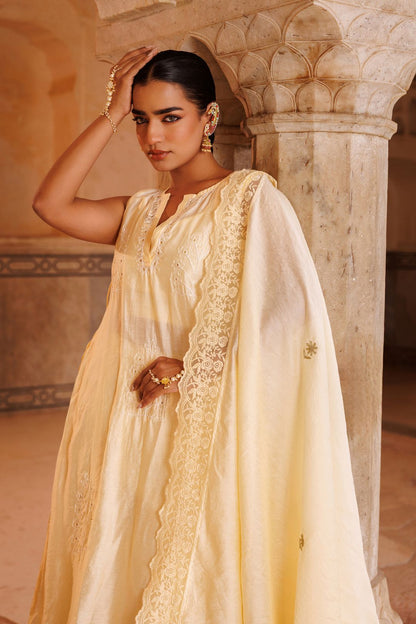 Cream Chanderi Kurta Set