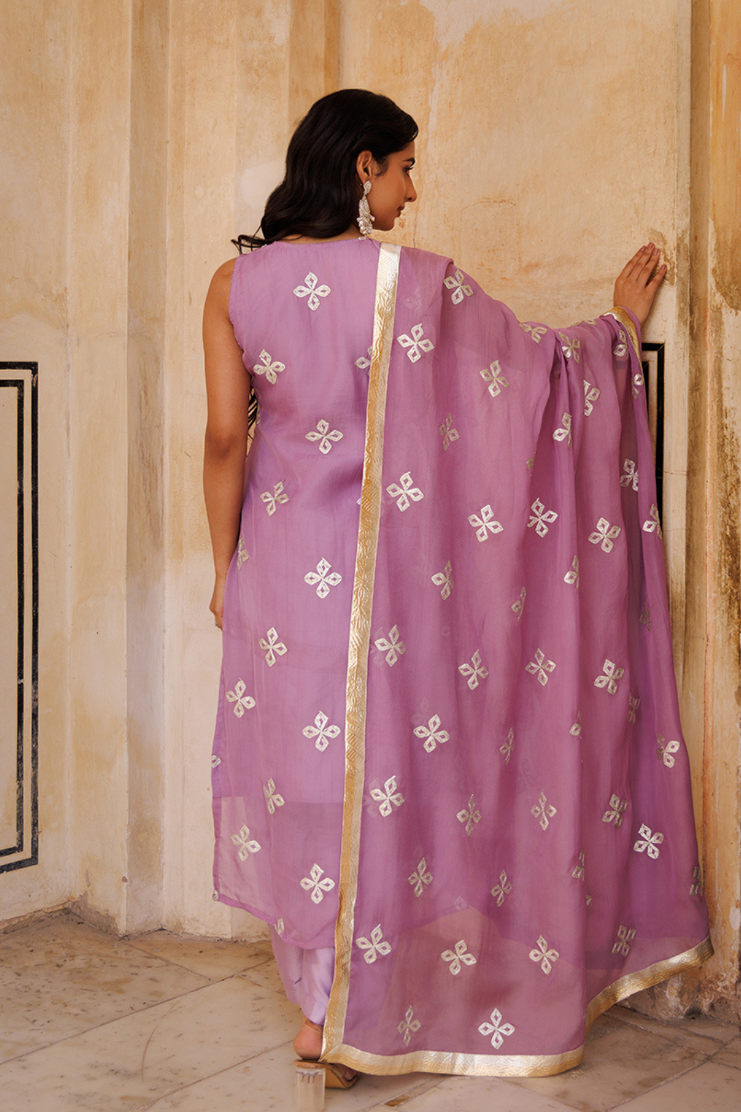 Lavender Pure Viscose Organza Kurta Set