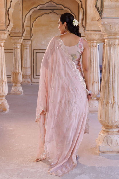 Pink tissue kurta set