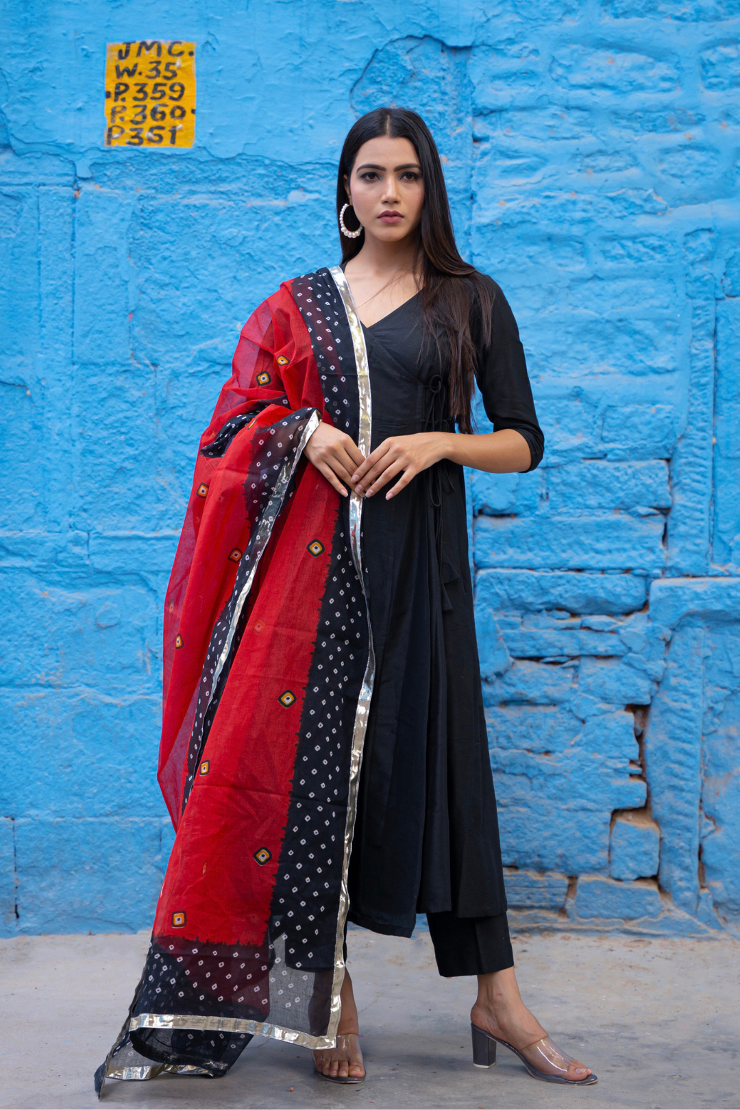 BLACK ANGRAKHA SUIT SET