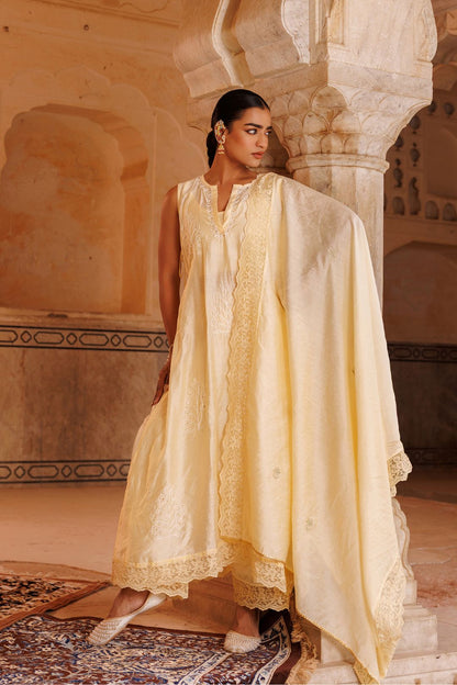 Cream Chanderi Kurta Set