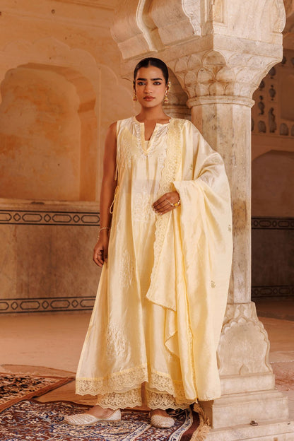 Cream Chanderi Kurta Set