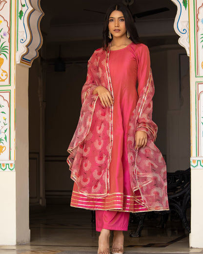 SOHA MELON PINK ANARKALI SUIT-SET
