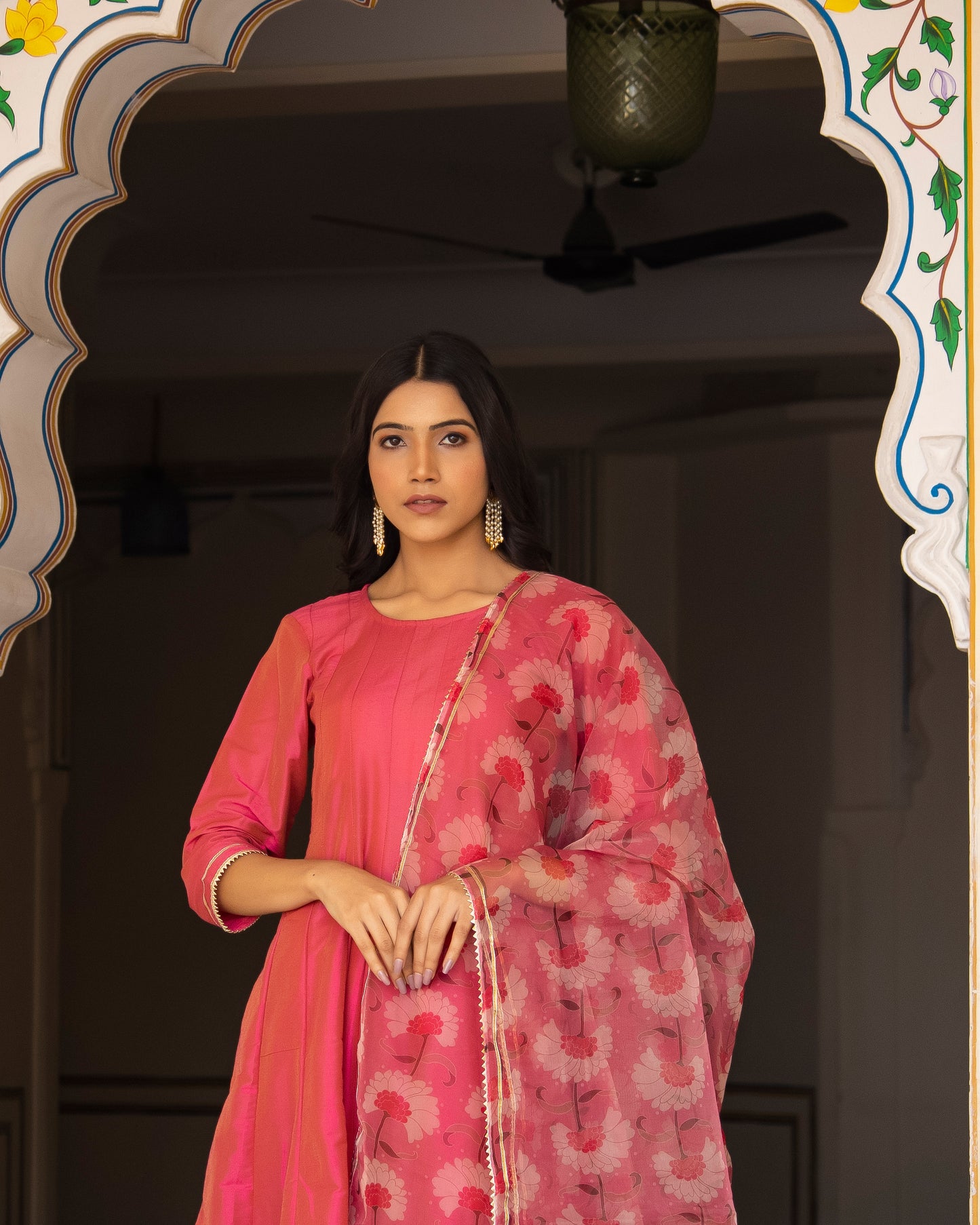 SOHA MELON PINK ANARKALI SUIT-SET