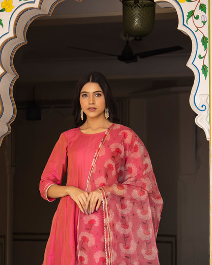 SOHA MELON PINK ANARKALI SUIT-SET