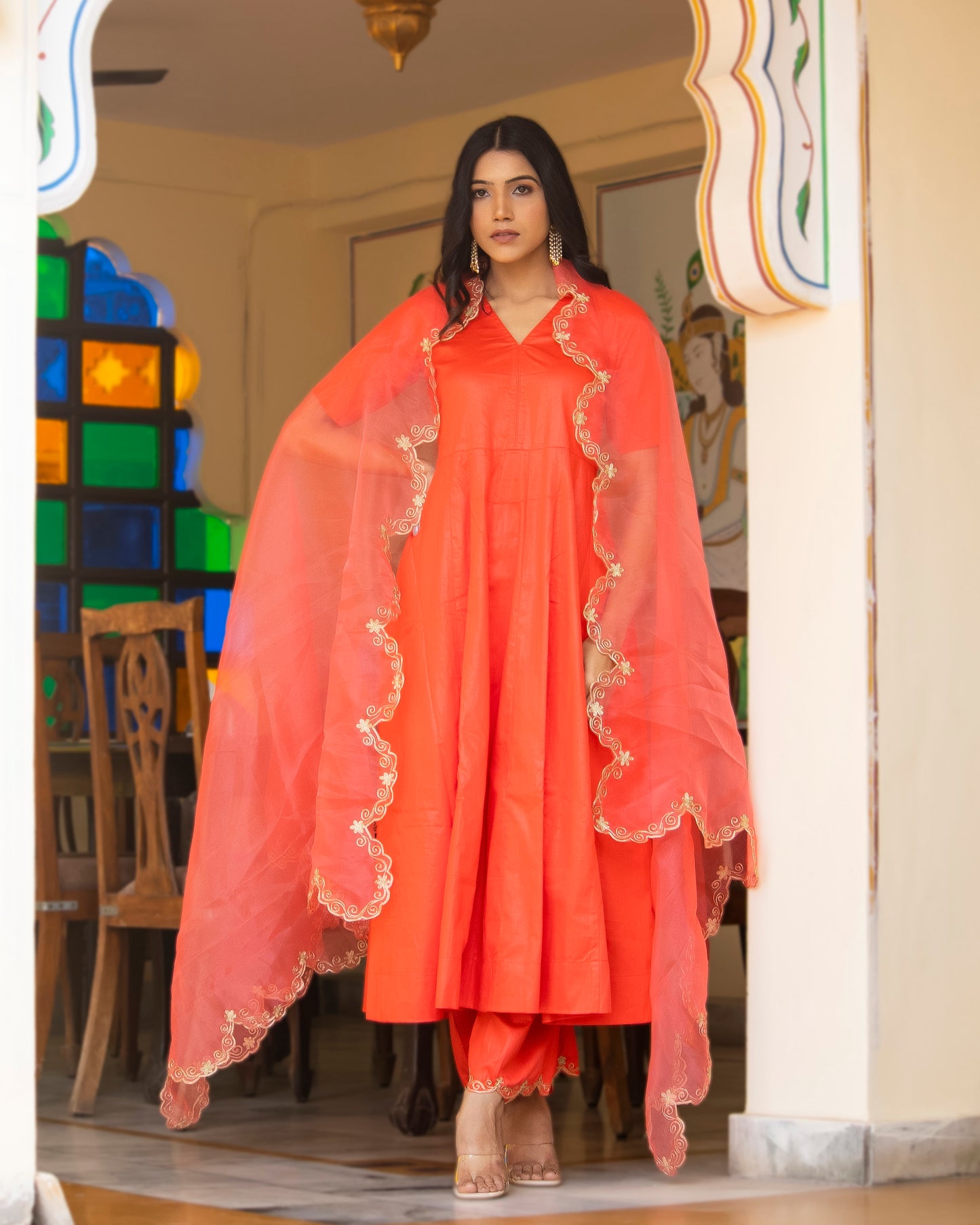 HARINI AARI EMBROIDERED ANARKALI SUIT SET