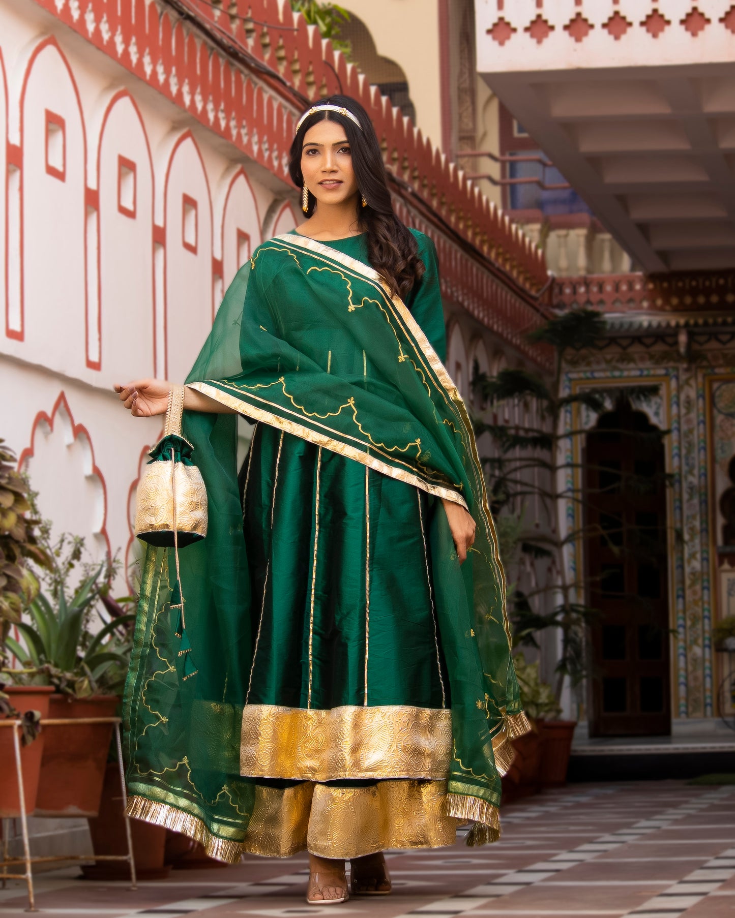 PHILLAURI GREEN SHARARA SET