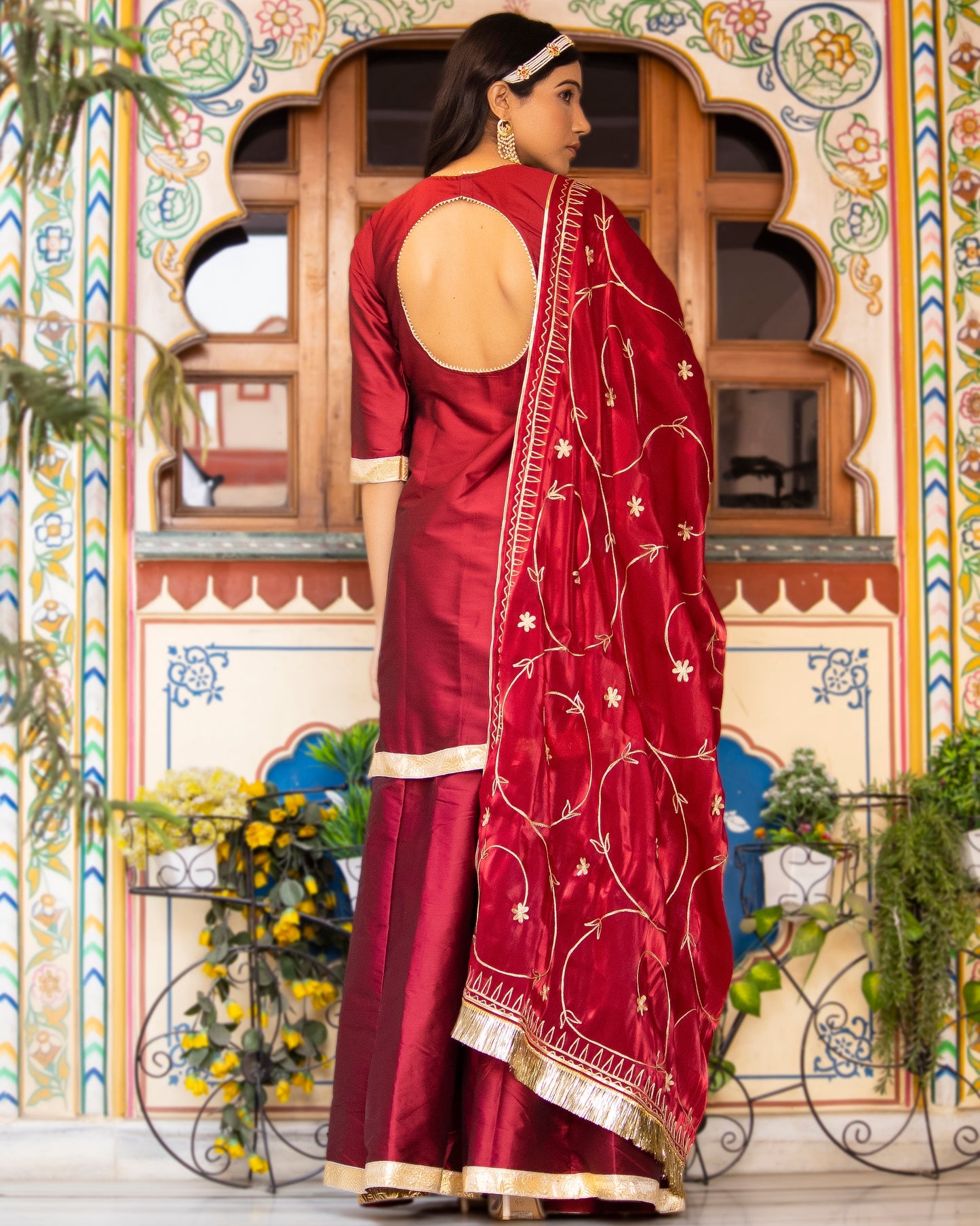 KURJAN MAROON SHARARA SET