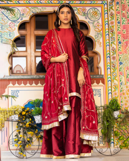 KURJAN MAROON SHARARA SET