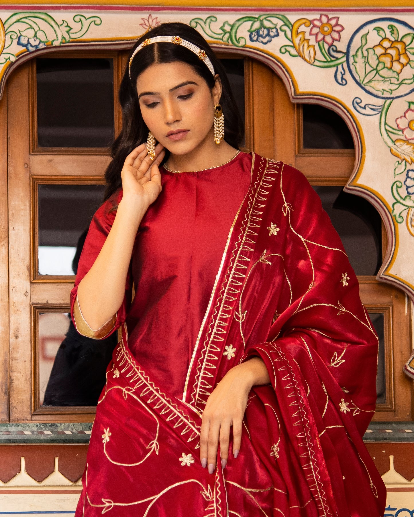 KURJAN MAROON SHARARA SET