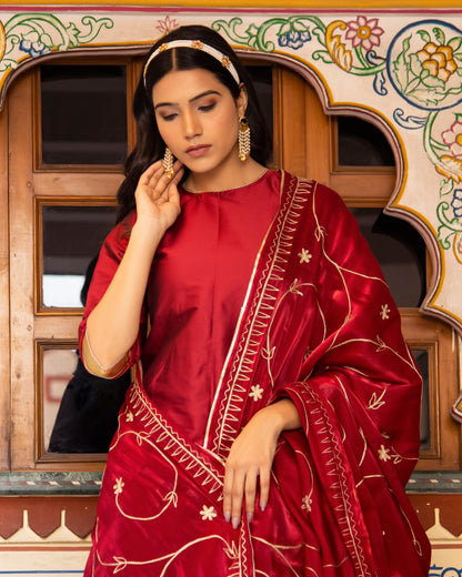 KURJAN MAROON SHARARA SET