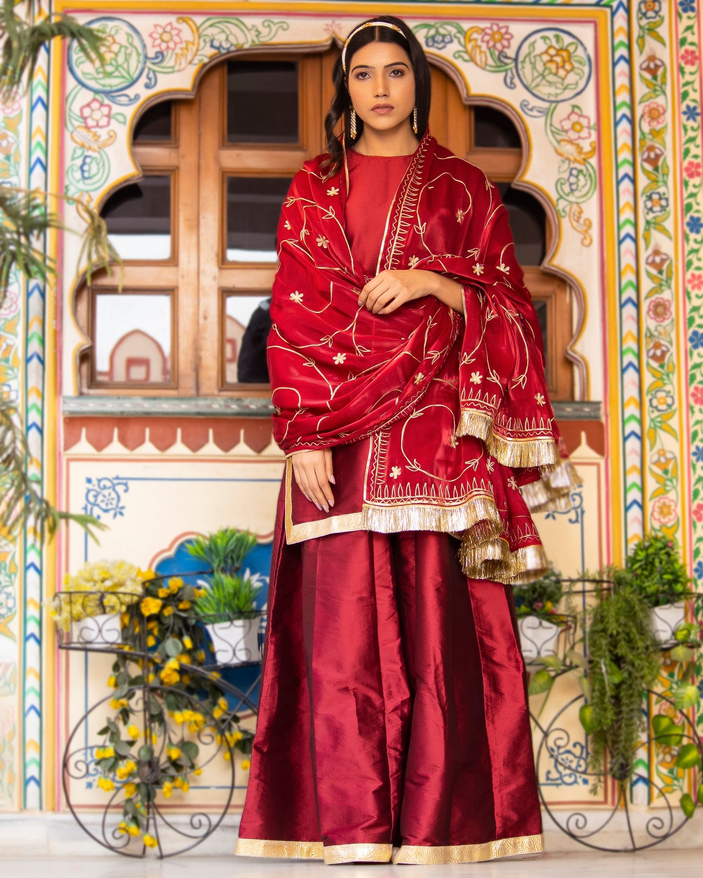 KURJAN MAROON SHARARA SET