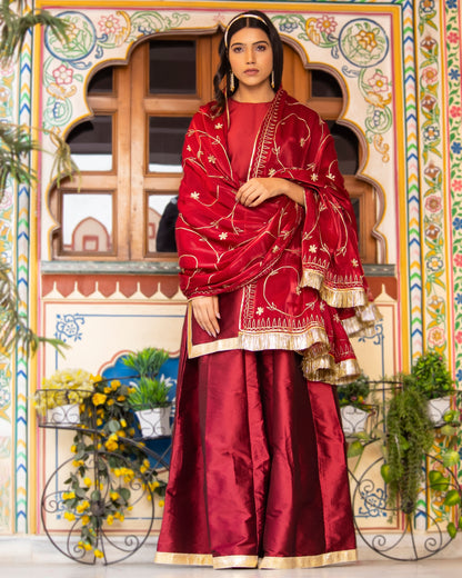 KURJAN MAROON SHARARA SET