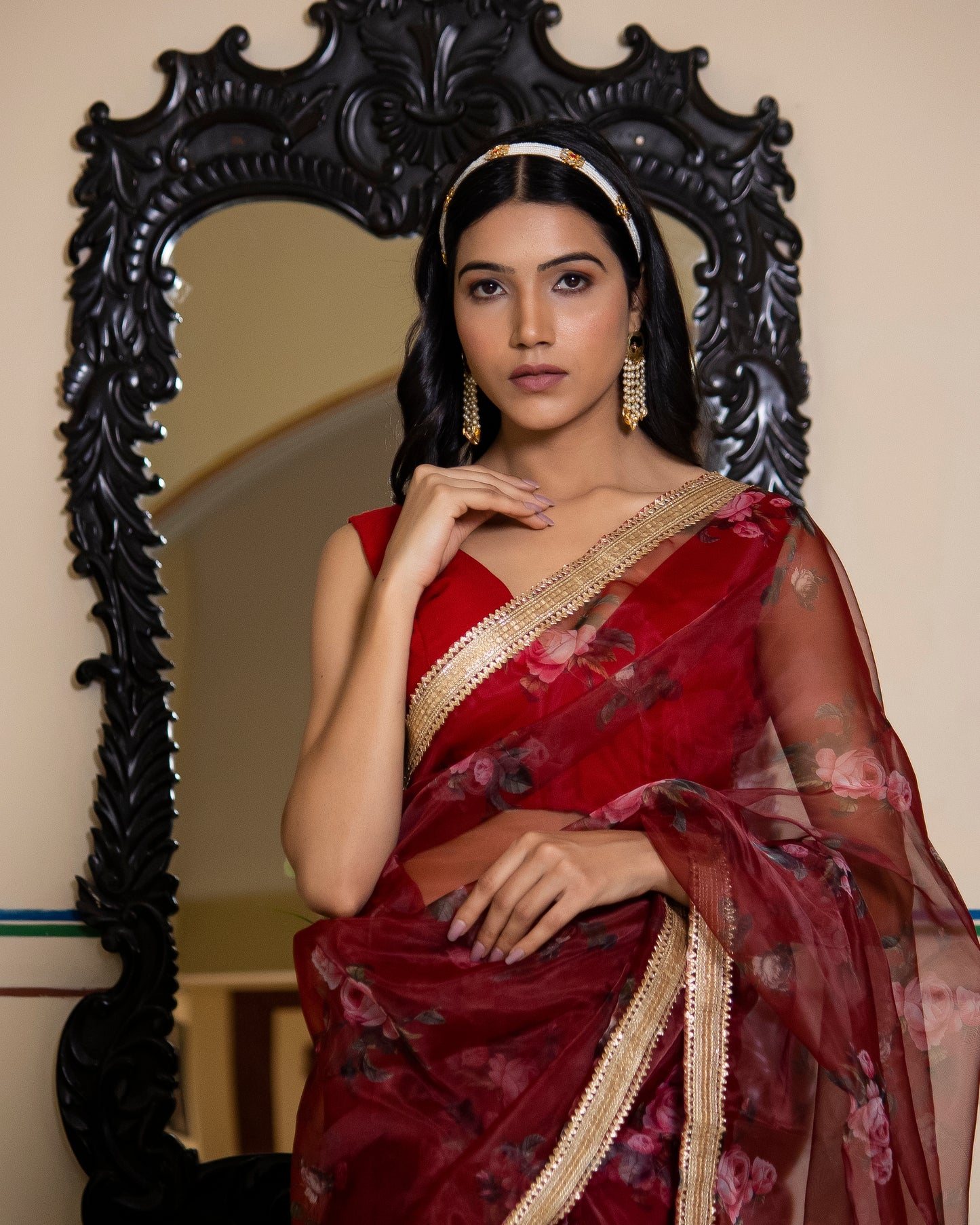 RUMI RED BERRY ORGANZA SAREE