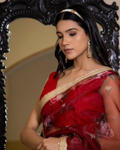 RUMI RED BERRY ORGANZA SAREE