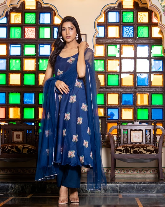 NYLA BLUE CHANDERI SUIT-SET