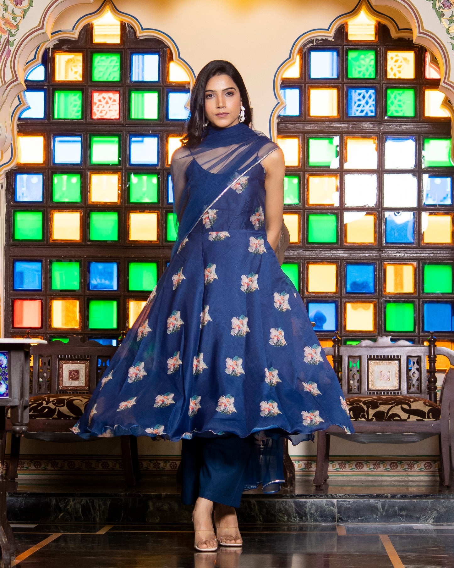 NYLA BLUE CHANDERI SUIT-SET