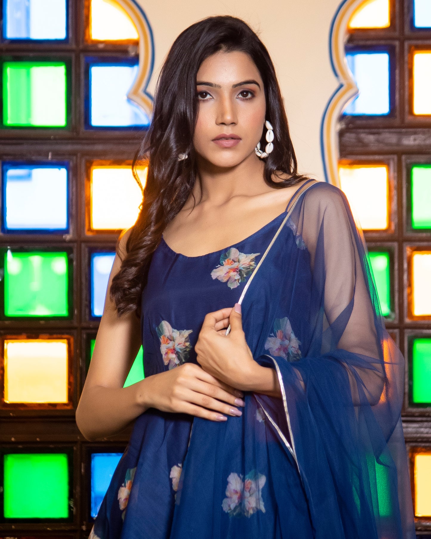 NYLA BLUE CHANDERI SUIT-SET