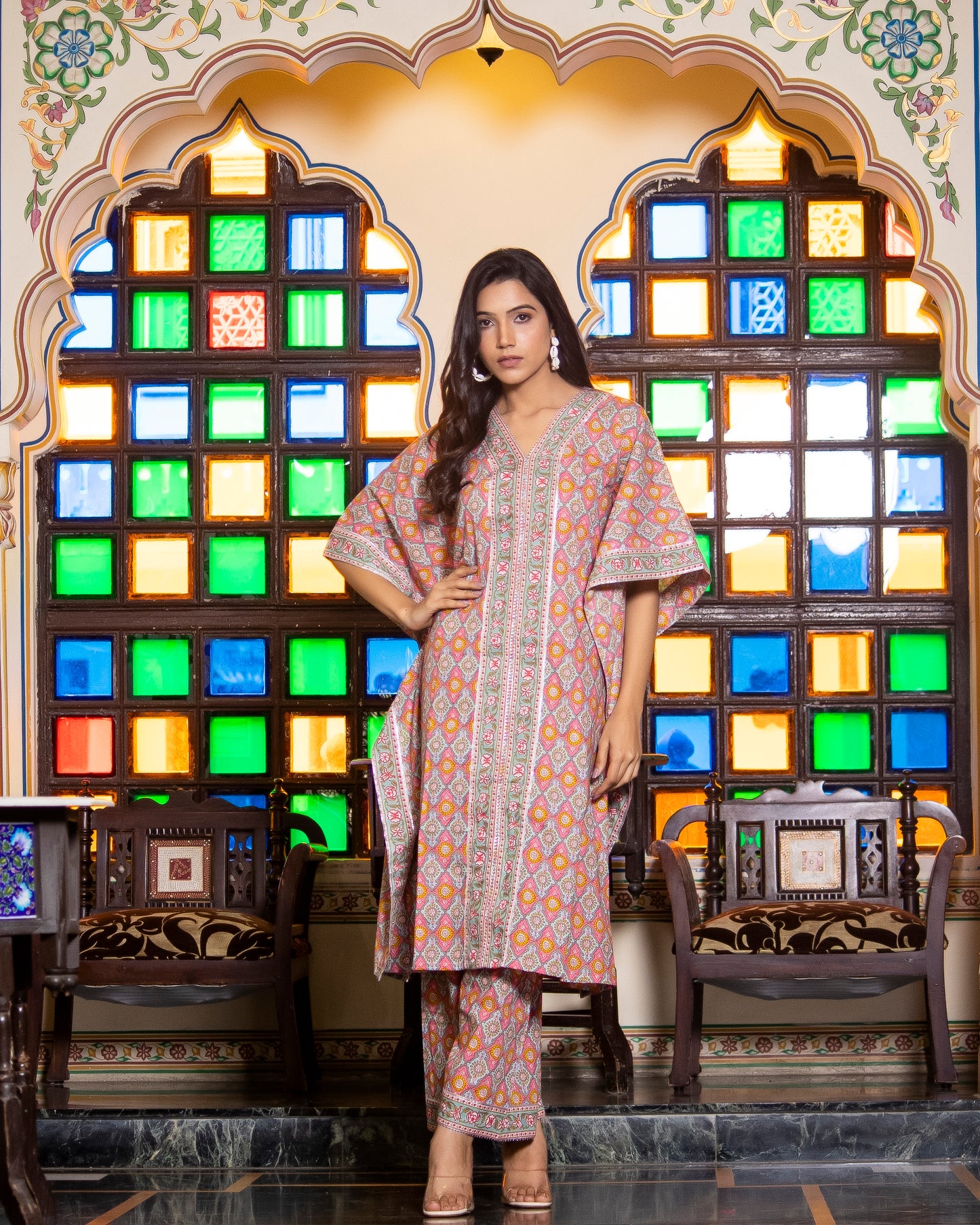 VAIDEHI  COTTON PRINTED KAFTAN SET
