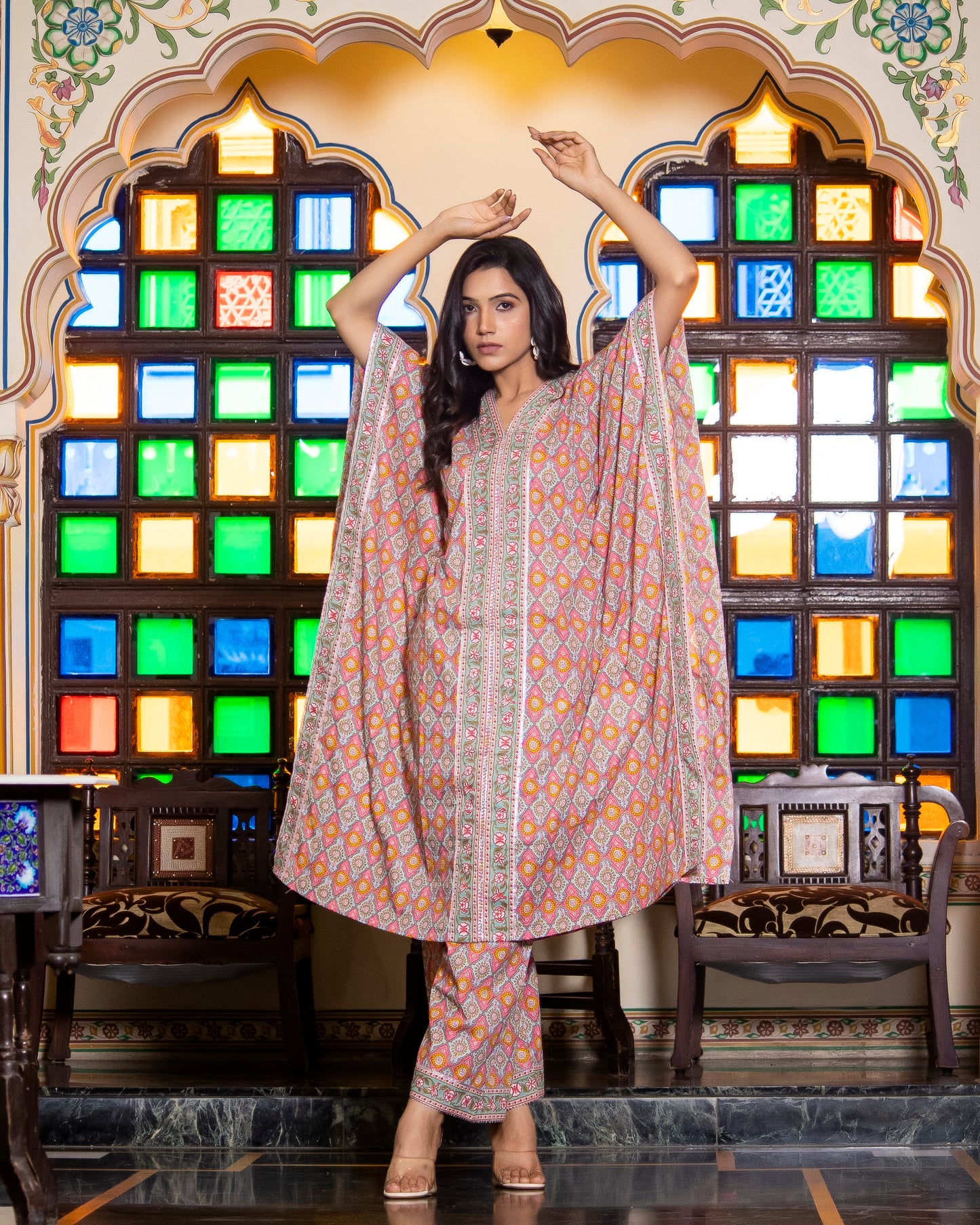 VAIDEHI  COTTON PRINTED KAFTAN SET