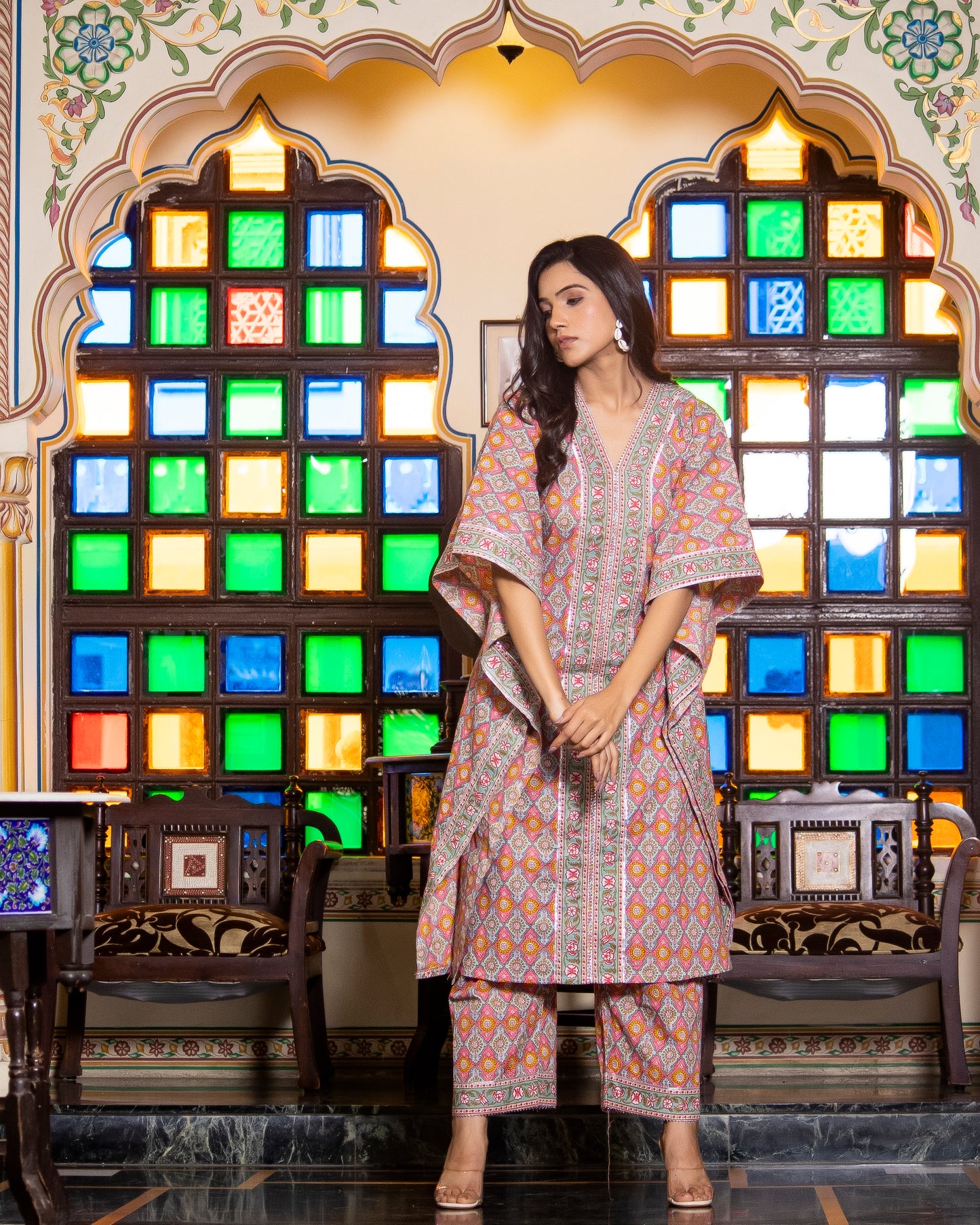 VAIDEHI  COTTON PRINTED KAFTAN SET