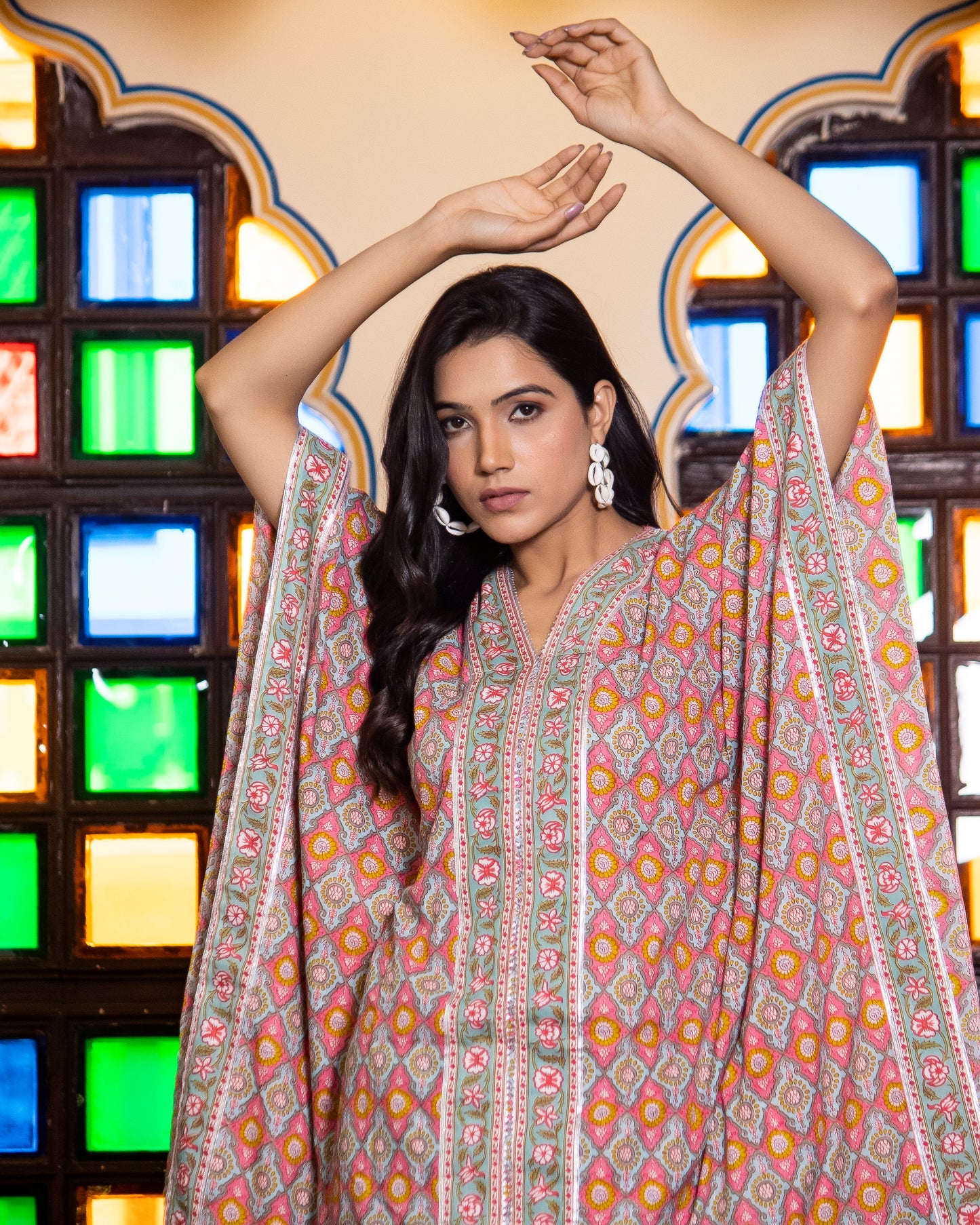 VAIDEHI  COTTON PRINTED KAFTAN SET