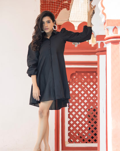 CHARCOAL BLACK SHIRT DRESS