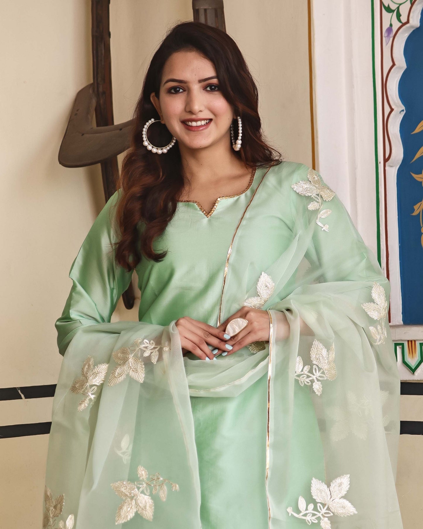 MANIKA PASTEL GREEN SUIT SET