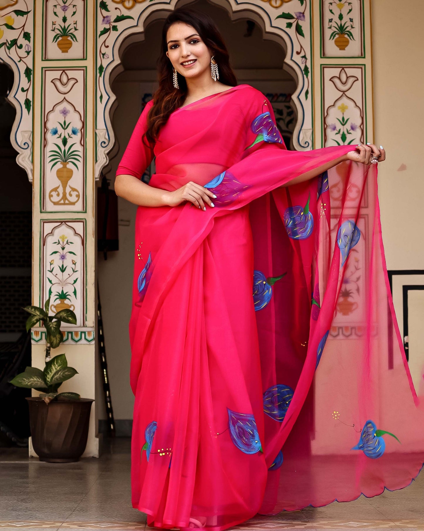 SHAHZADI HAND PAINTED  ORGANZA SAREE