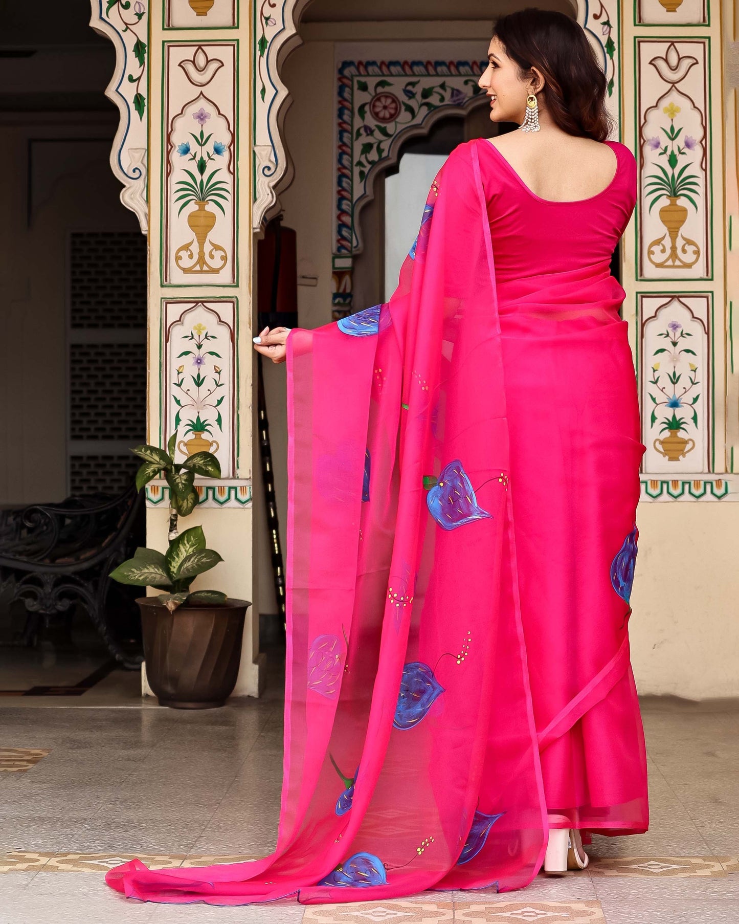 SHAHZADI HAND PAINTED  ORGANZA SAREE